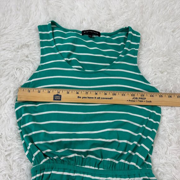 GIBSON Ruched Side Tank Dress Striped Teal Size XXS EUC - Picture 7 of 9